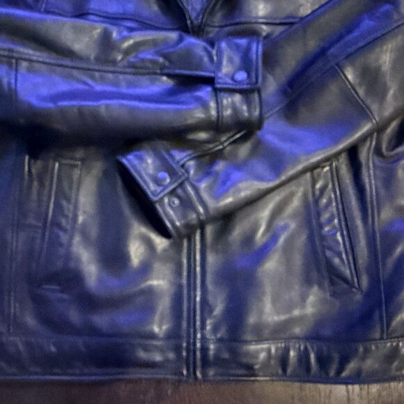 TOMMY HILFIGER Men's Leather Bomber Jacket ~ Size L - Picture 9 of 11